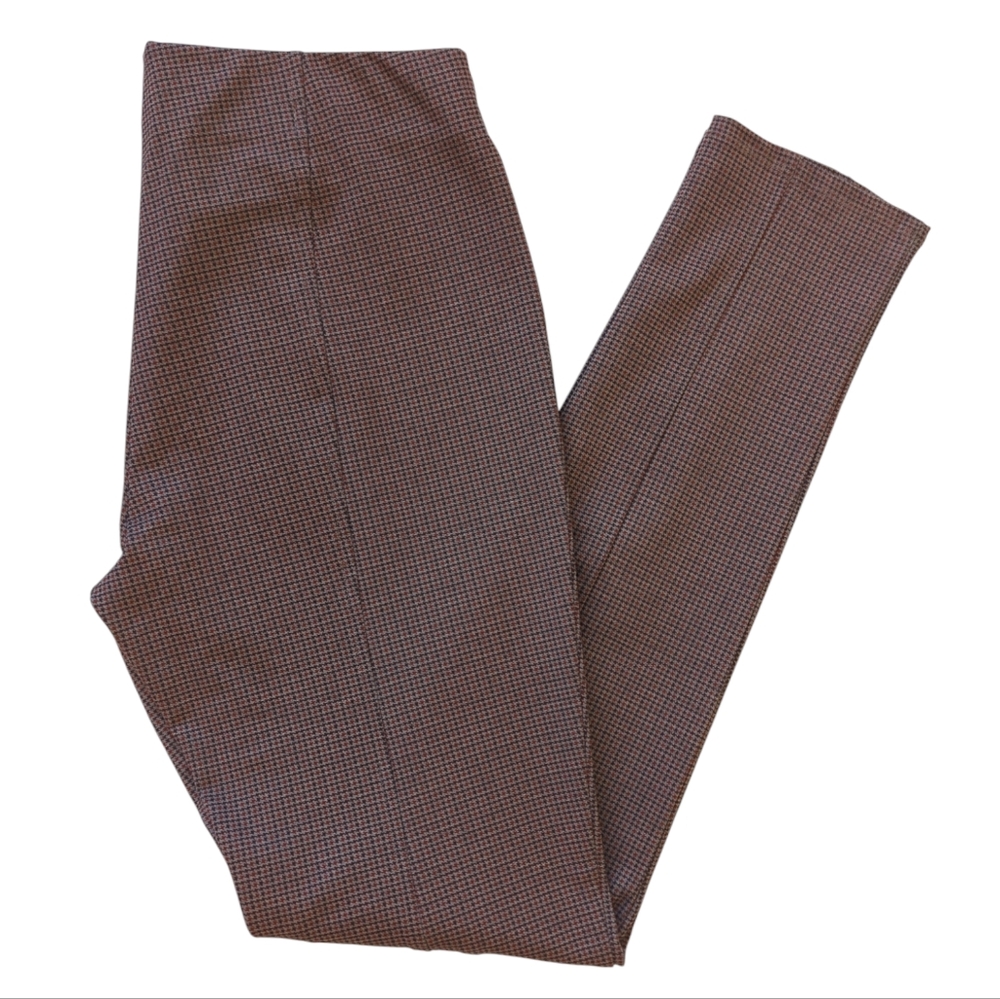 Carolina Belle Plaid Seamed Skinny Pants 8 Brown Rust Combo